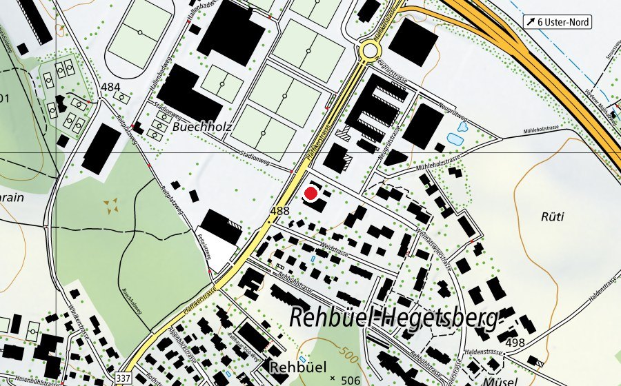 Karte mit dem Standort von KuSS Kunst- und Sportschule (Schule)
