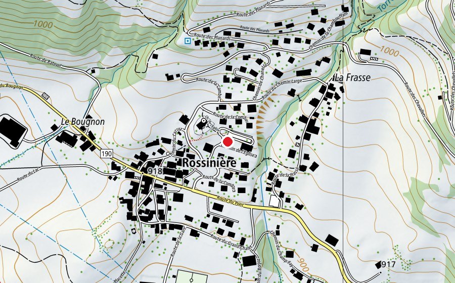 Carte indiquant l’emplacement de L'ecole de Rossiniére (École)