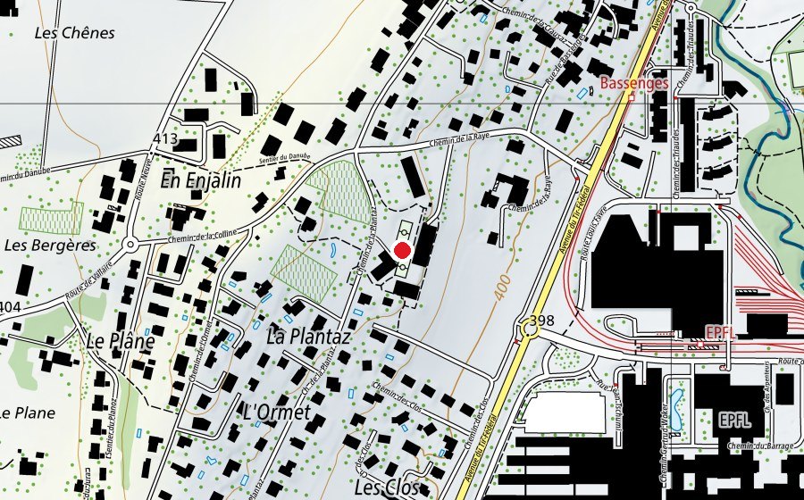 Carte indiquant l’emplacement de La Coquerellaz (École)