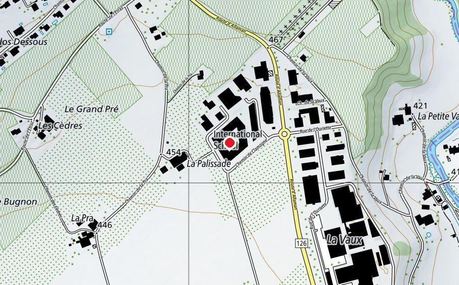 Karte mit dem Standort von La Côte Interntional School, SA (Schule)