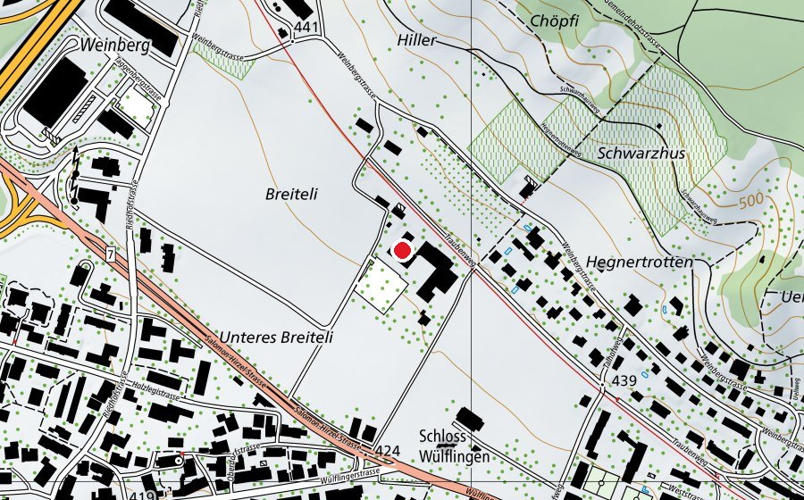 Map showing the location of Landwirtschaftliche Schule Strickhof (School)