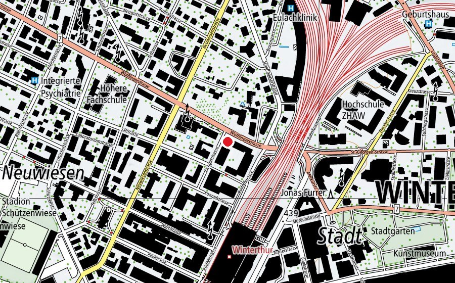 Map showing the location of Lernstudio (School)
