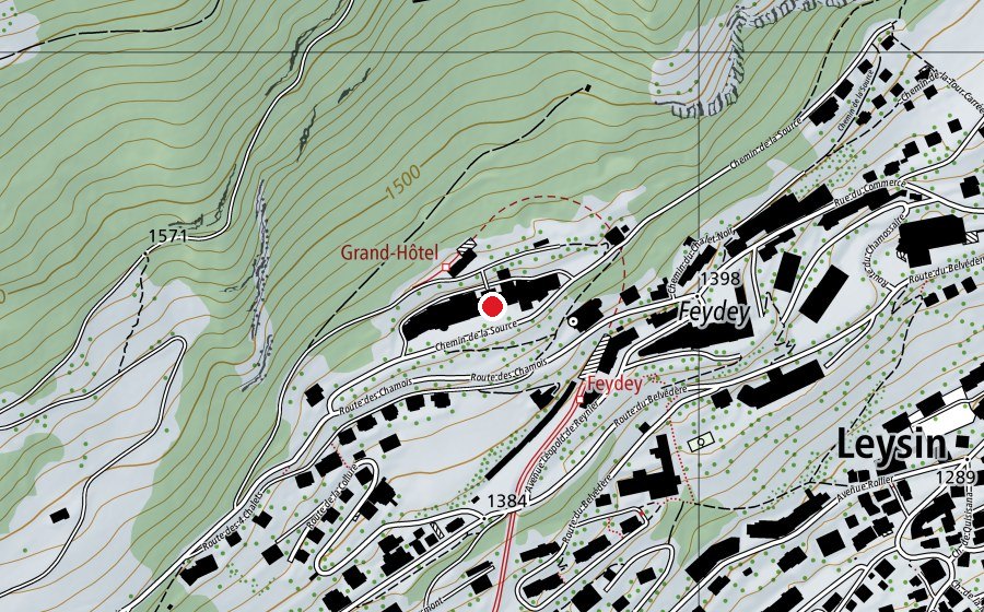 Mappa con la posizione di Leysin American School, Gand Hotel Campus (Scuola)