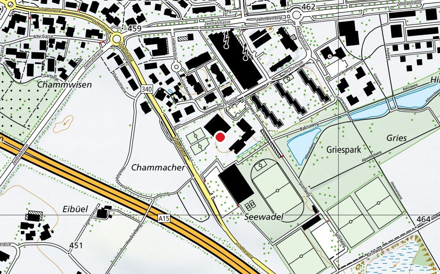 Karte mit dem Standort von Lindenbüel (Schule)
