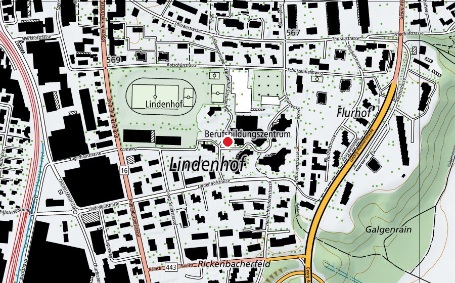 Map showing the location of Lindenhof Schulzentren (School)