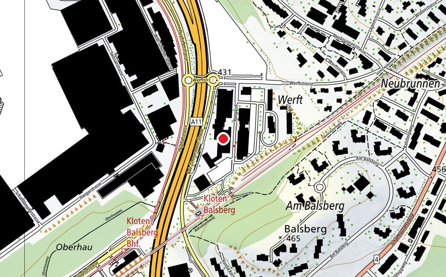 Map showing the location of Lufthansa Aviation Training Switzerland (School)