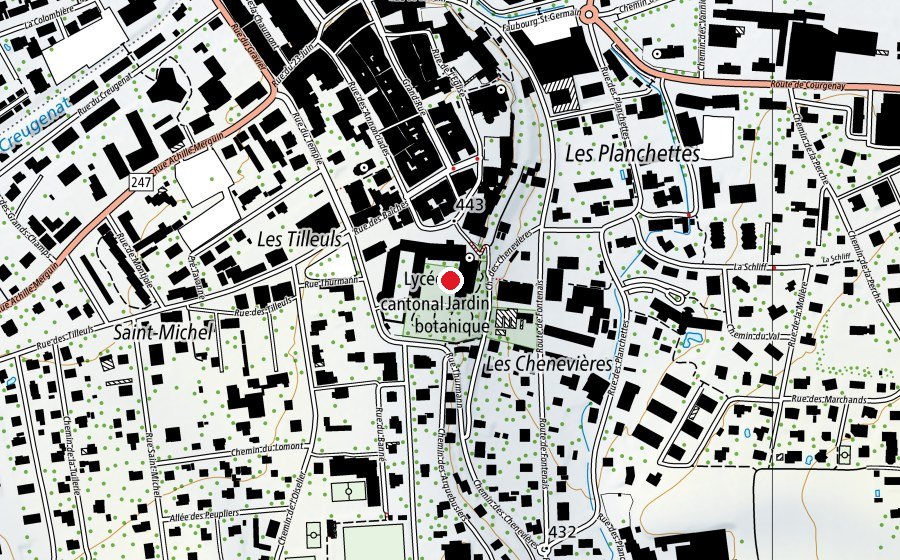 Carte indiquant l’emplacement de Lycée Cantonal de Porrentruy (École)