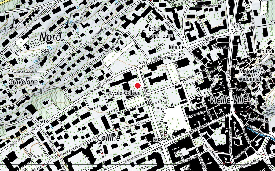 Mappa con la posizione di Lycée-Collège de la Planta (Scuola)