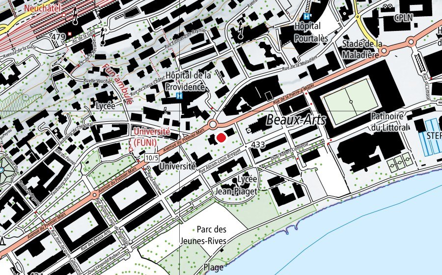 Mappa con la posizione di Lycée Denis-de-Rougemont (Scuola)