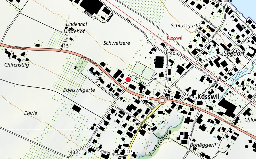 Carte indiquant l’emplacement de Mehrzweckhalle Kesswil (École)