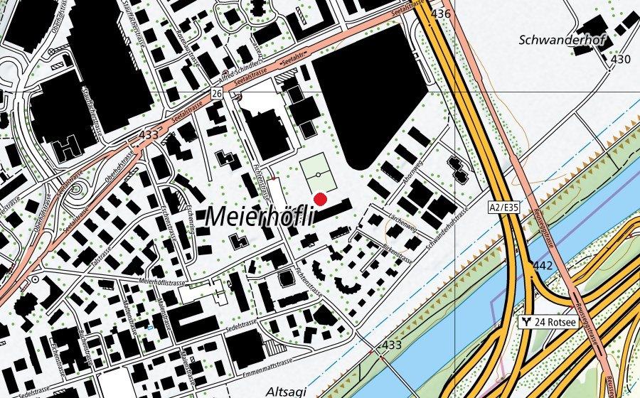 Karte mit dem Standort von Meierhöfli (Schule)