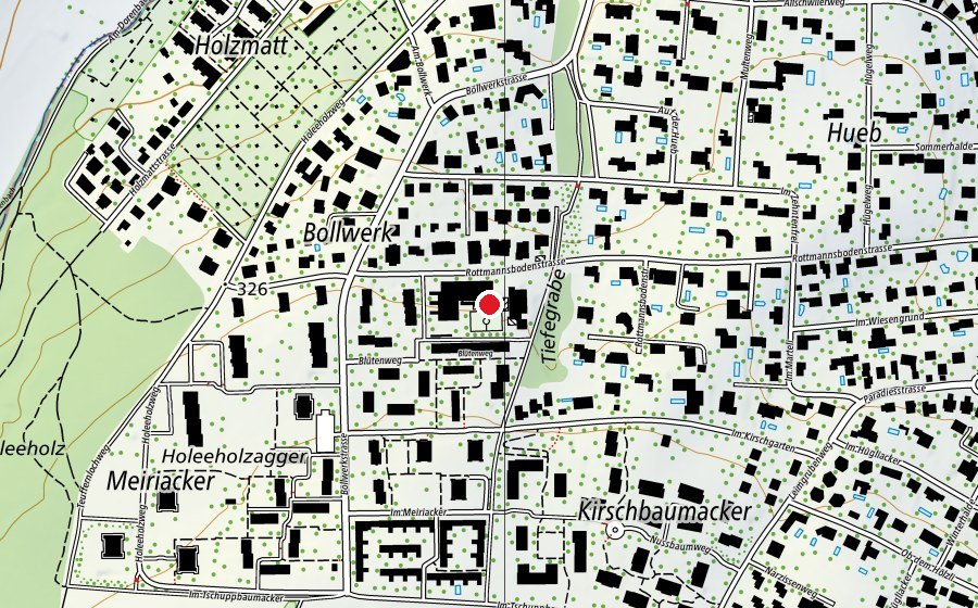 Map showing the location of Meiriackerschulhaus (School)