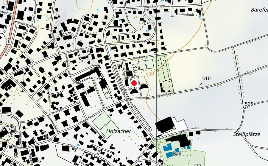 Carte indiquant l’emplacement de Mittelholzschulhaus (École)