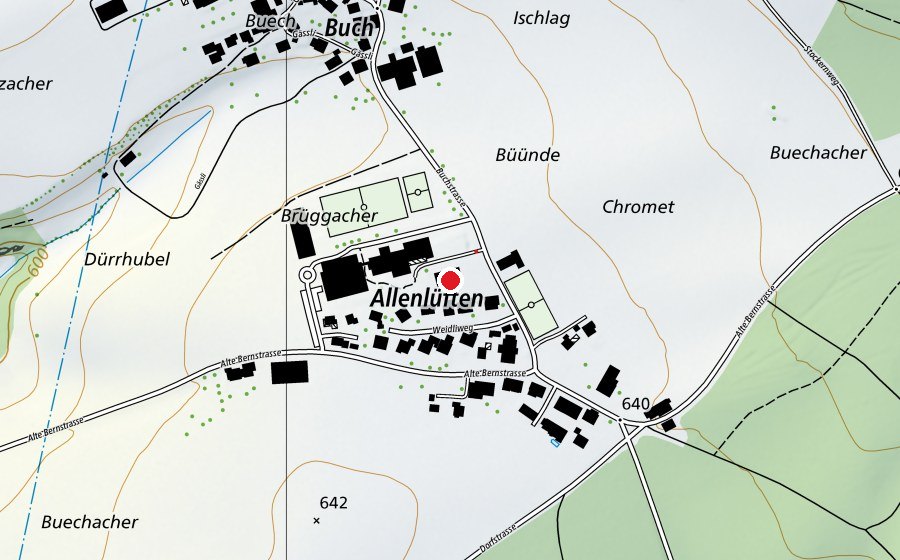 Map showing the location of Mittelstufe (School)