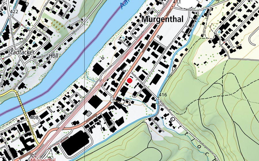 Map showing the location of Mittelstufe Murgenthal (School)