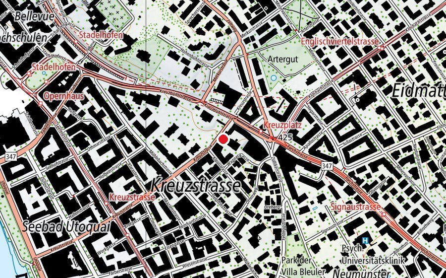 Carte indiquant l’emplacement de MODECO - Fachschule für Mode & Gestaltung (École)