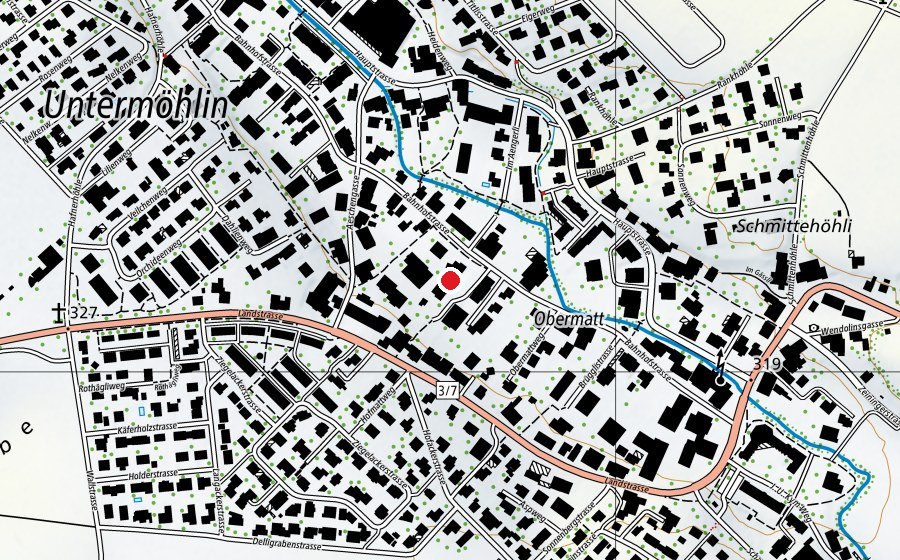 Carte indiquant l’emplacement de Möhlin Schulanlage Obermatt (École)