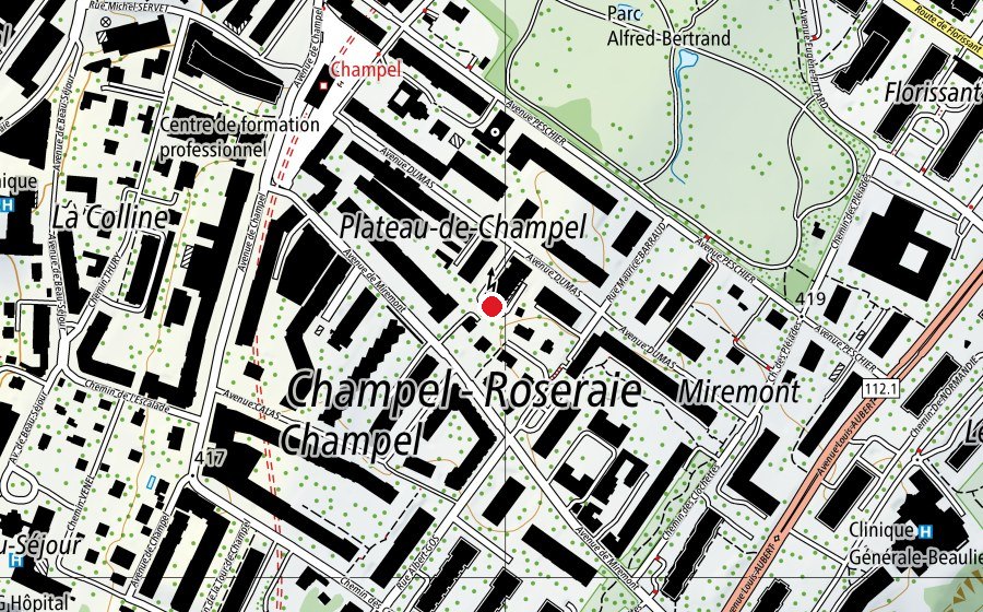 Karte mit dem Standort von Mosaic (Schule)