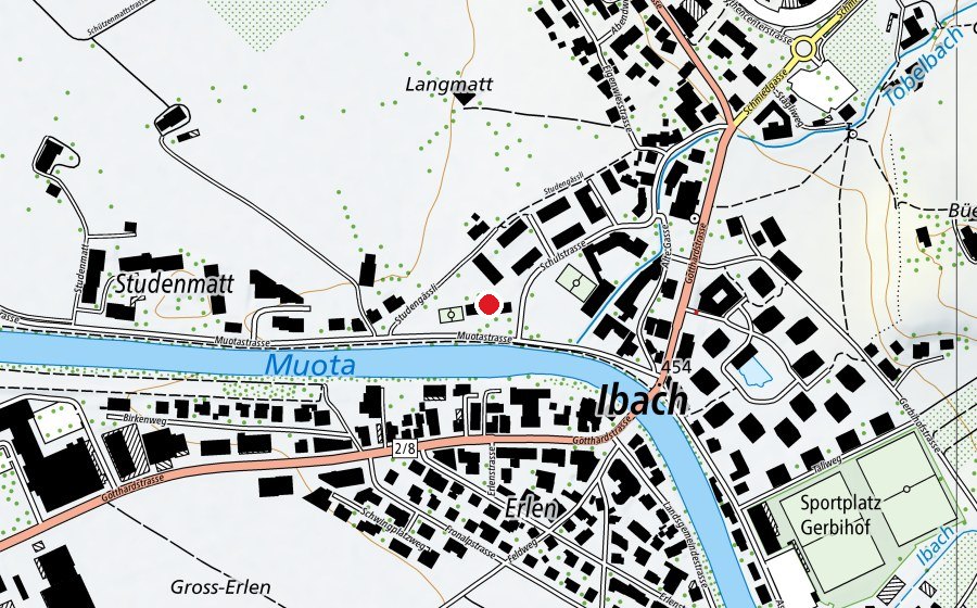 Carte indiquant l’emplacement de Muota Schulhaus (École)