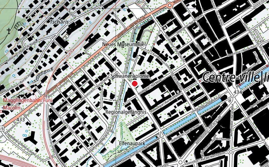 Carte indiquant l’emplacement de Musikschule Biel / Ecole de Musique Bienne (École)
