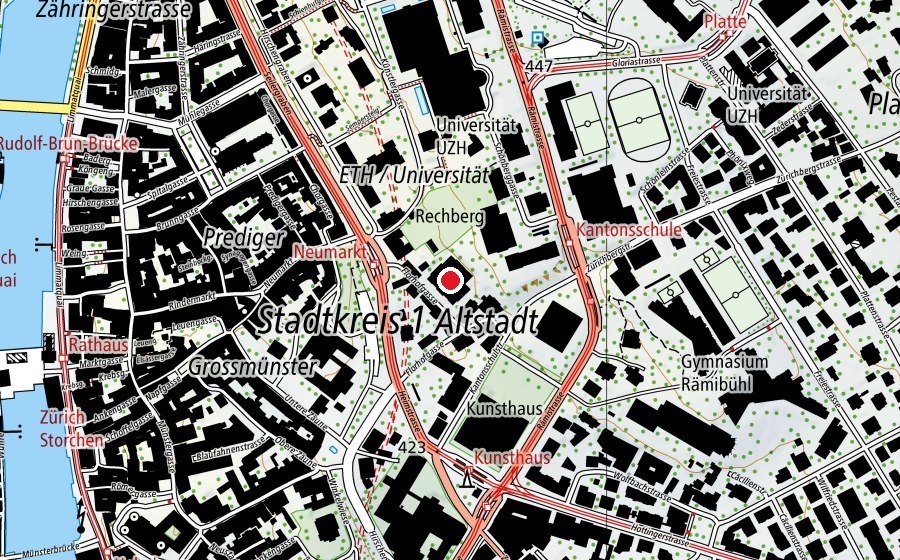 Carte indiquant l’emplacement de Musikschule Konservatorium Zürich (MKZ) (École)