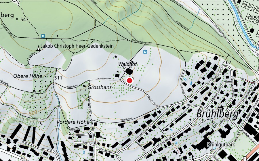 Map showing the location of Naturkindergarten Brühlberg (School)