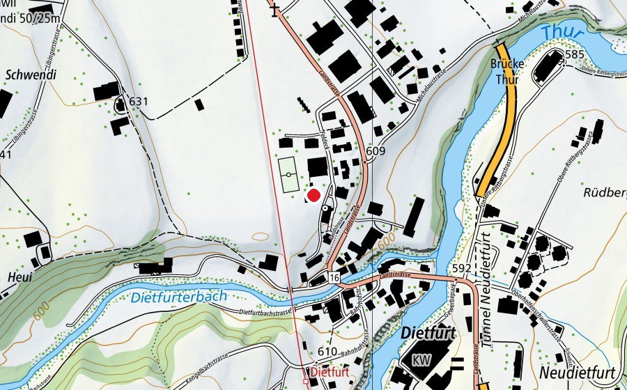 Map showing the location of Neues Schulhaus Dietfurt (School)