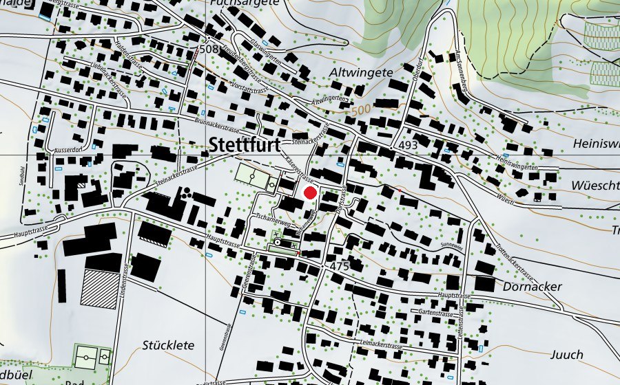 Carte indiquant l’emplacement de Neues Schulhaus (École)