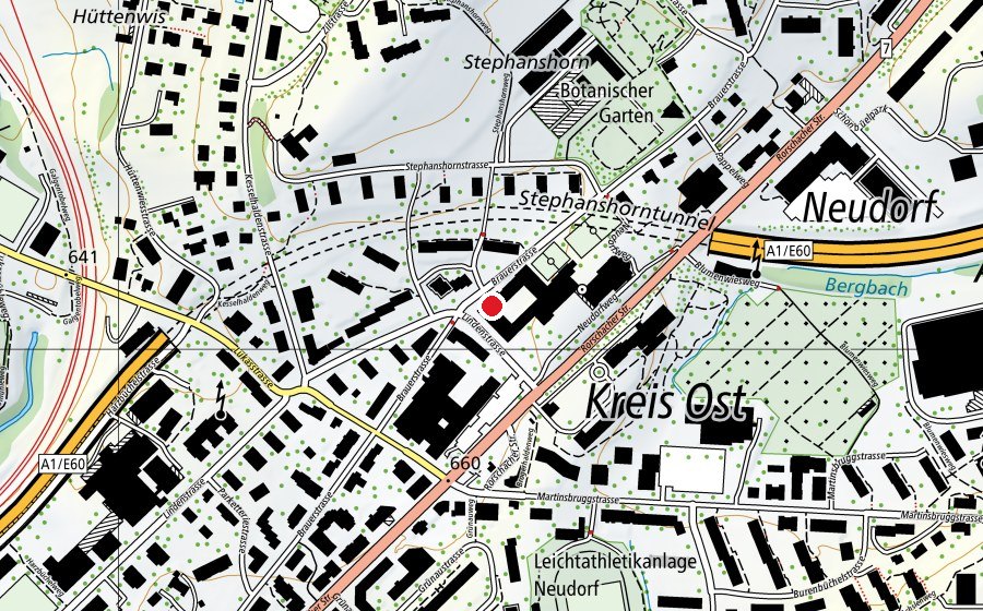 Karte mit dem Standort von Notkerschulhaus Flade (Schule)
