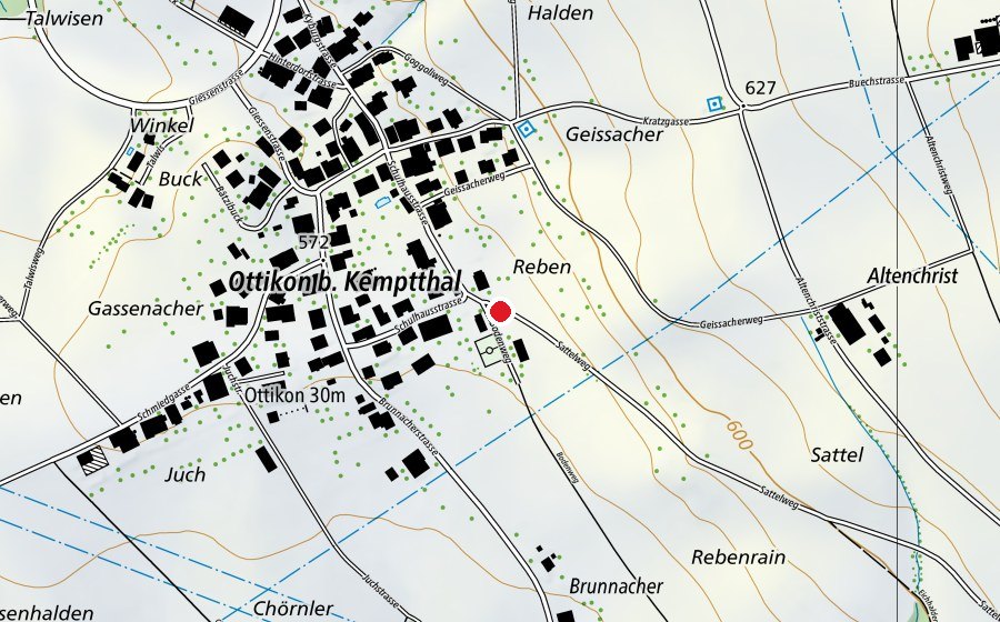 Karte mit dem Standort von Oberes Schulhaus Ottikon (Schule)