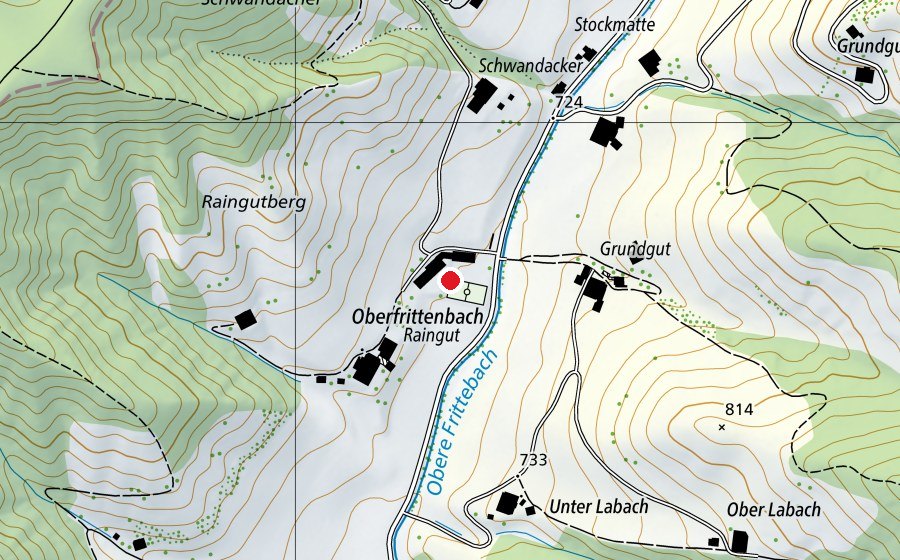 Map showing the location of Oberfrittenbach (School)