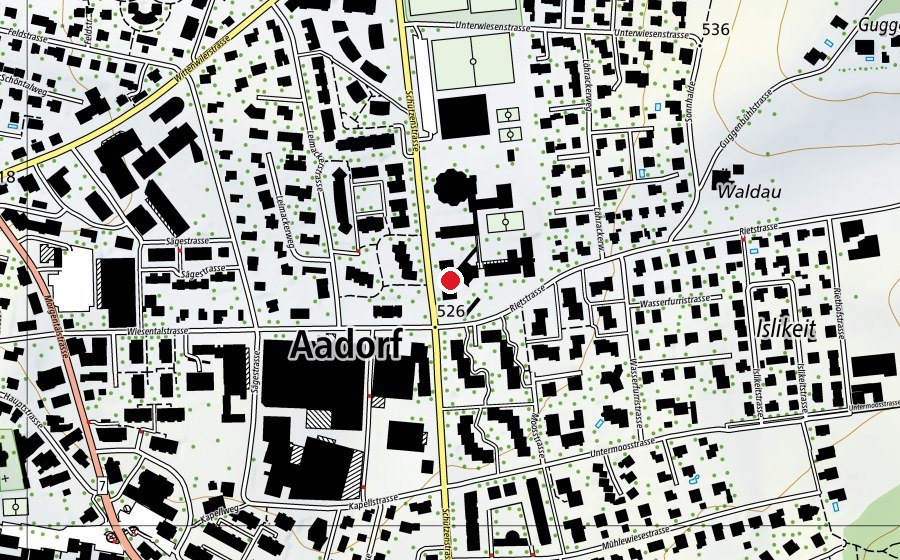 Carte indiquant l’emplacement de Oberstufe Aadorf (École)