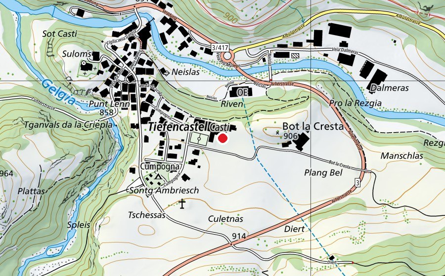 Map showing the location of Oberstufe Albulatal (School)