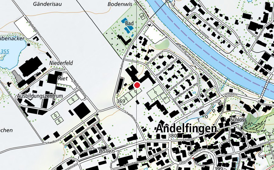 Map showing the location of Oberstufe Andelfingen (School)