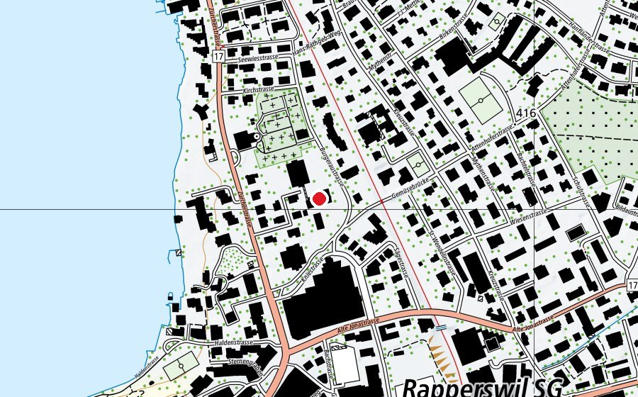 Map showing the location of Oberstufe Burgerau (School)