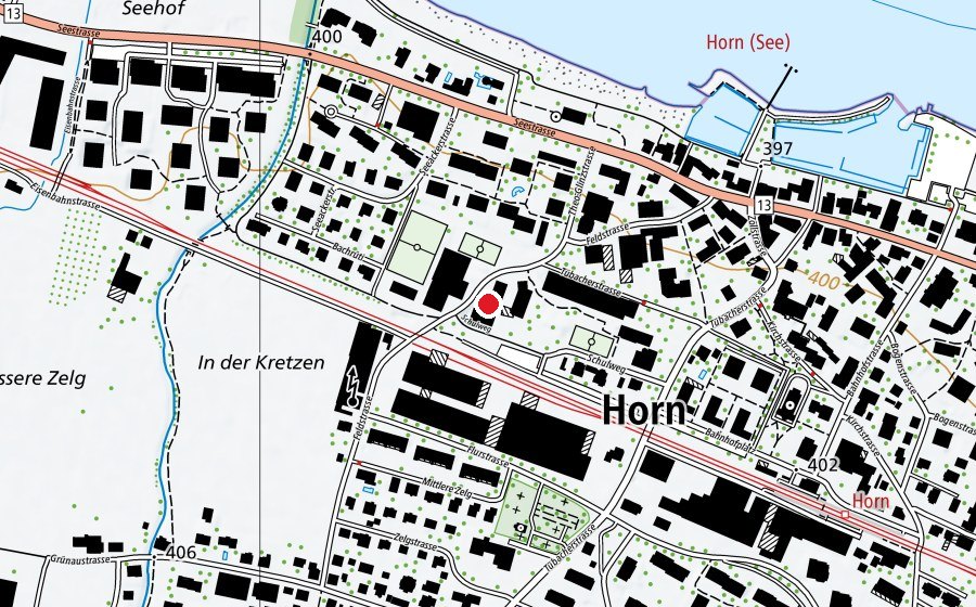 Map showing the location of Oberstufe Feldstrasse (School)