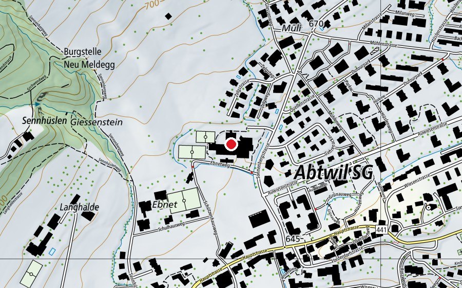 Map showing the location of Oberstufe Mühlizelg (School)