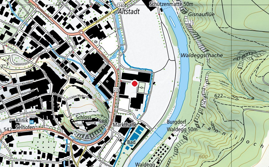Mappa con la posizione di Oberstufe Pestalozzi (Scuola)