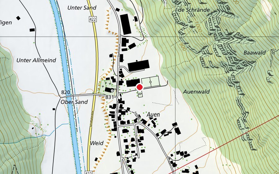 Carte indiquant l’emplacement de Oberstufe Sernftal (École)