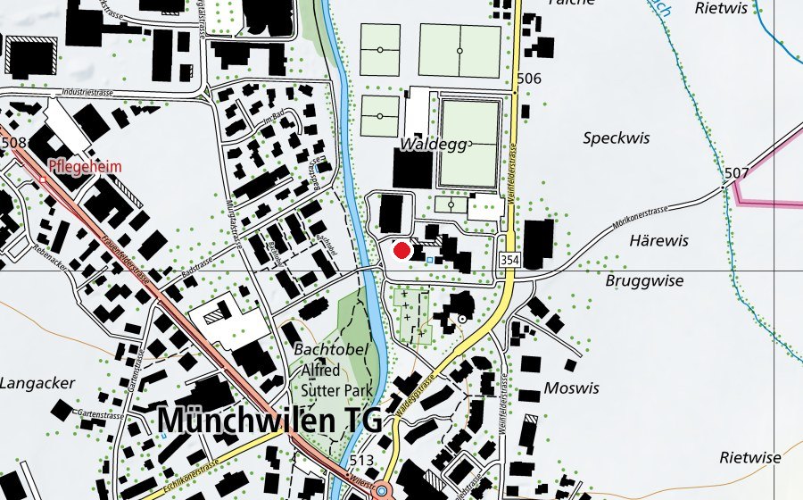 Karte mit dem Standort von Oberstufe Waldegg (Schule)