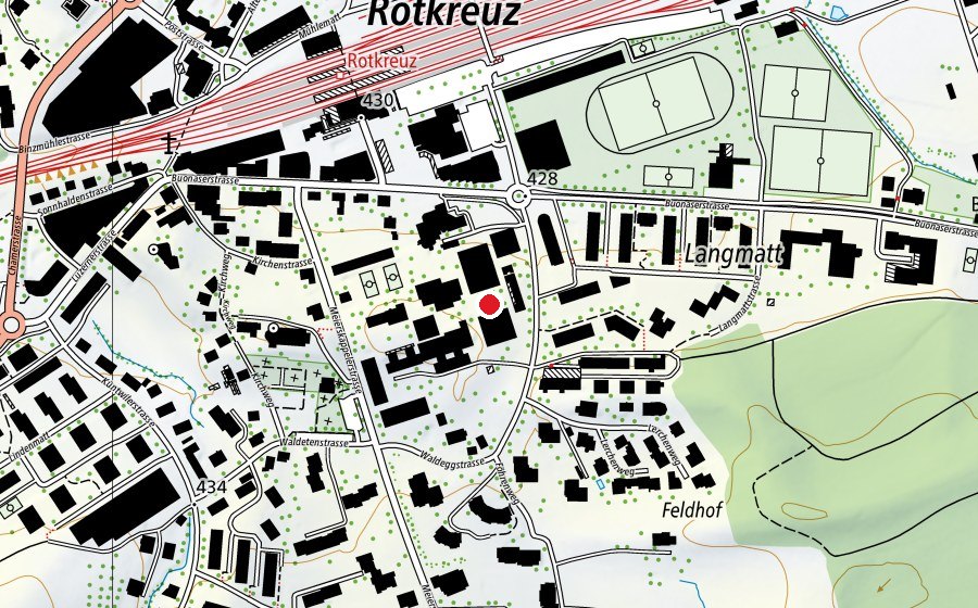 Carte indiquant l’emplacement de Oberstufe Waldegg (École)