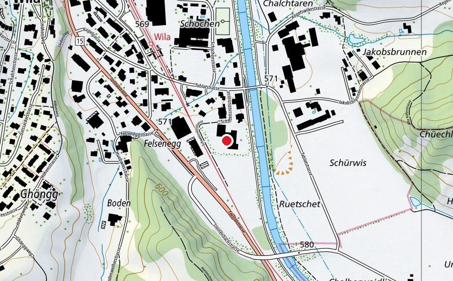 Map showing the location of Oberstufe Wila (School)
