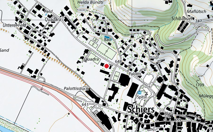 Mappa con la posizione di Oberstufenschuhlhaus (Scuola)