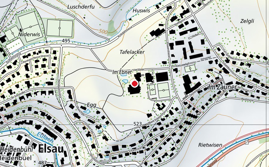 Karte mit dem Standort von Oberstufenschule Elsau-Schlatt (Schule)