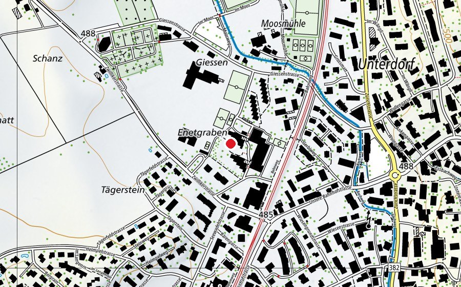 Carte indiquant l’emplacement de Oberstufenschule Ennetgraben (École)