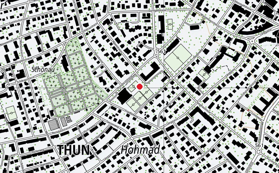 Map showing the location of Oberstufenschule Progymatte (School)