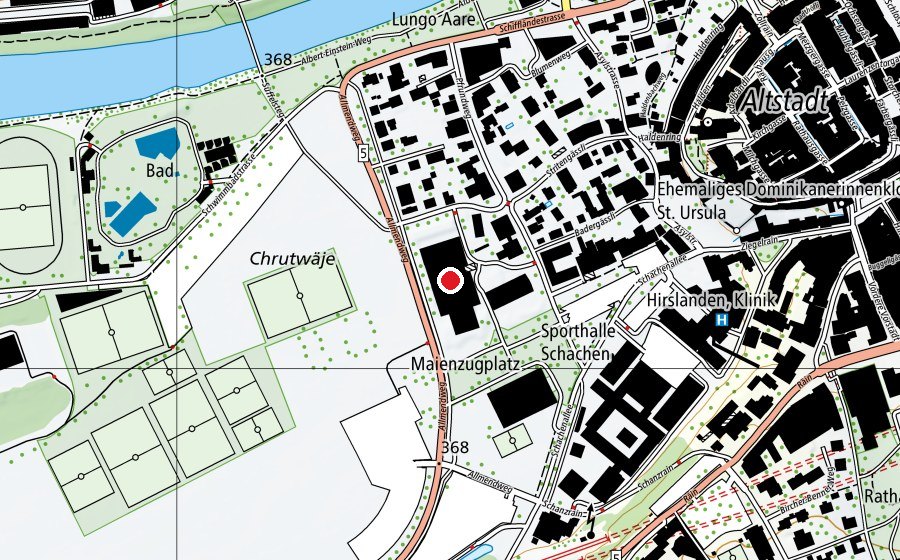 Map showing the location of Oberstufenschulhaus Aarau (School)