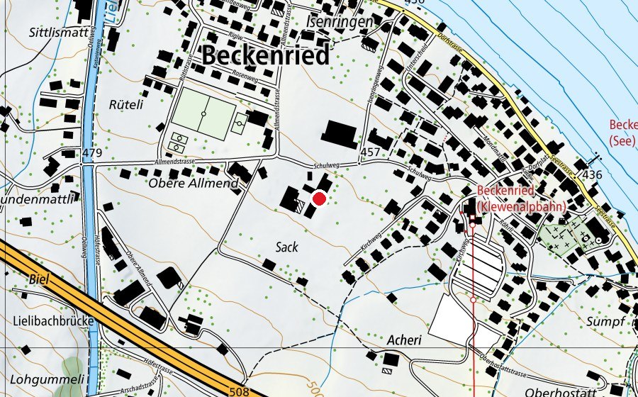 Map showing the location of Oberstufenschulhaus Beckenried (School)