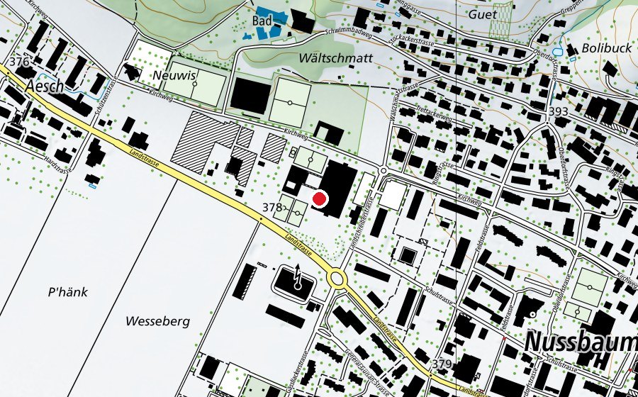 Carte indiquant l’emplacement de Oberstufenschulzentrum Obersiggenthal (OSOS) (École)