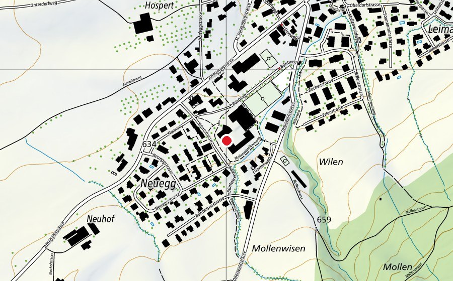 Map showing the location of Oberstufenzentrum Bünt (School)